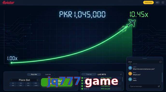 Main screen of Jq777 Game aviator page for PK players